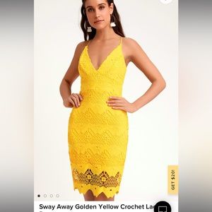 Lulus sway away golden yellow crochet lace dress